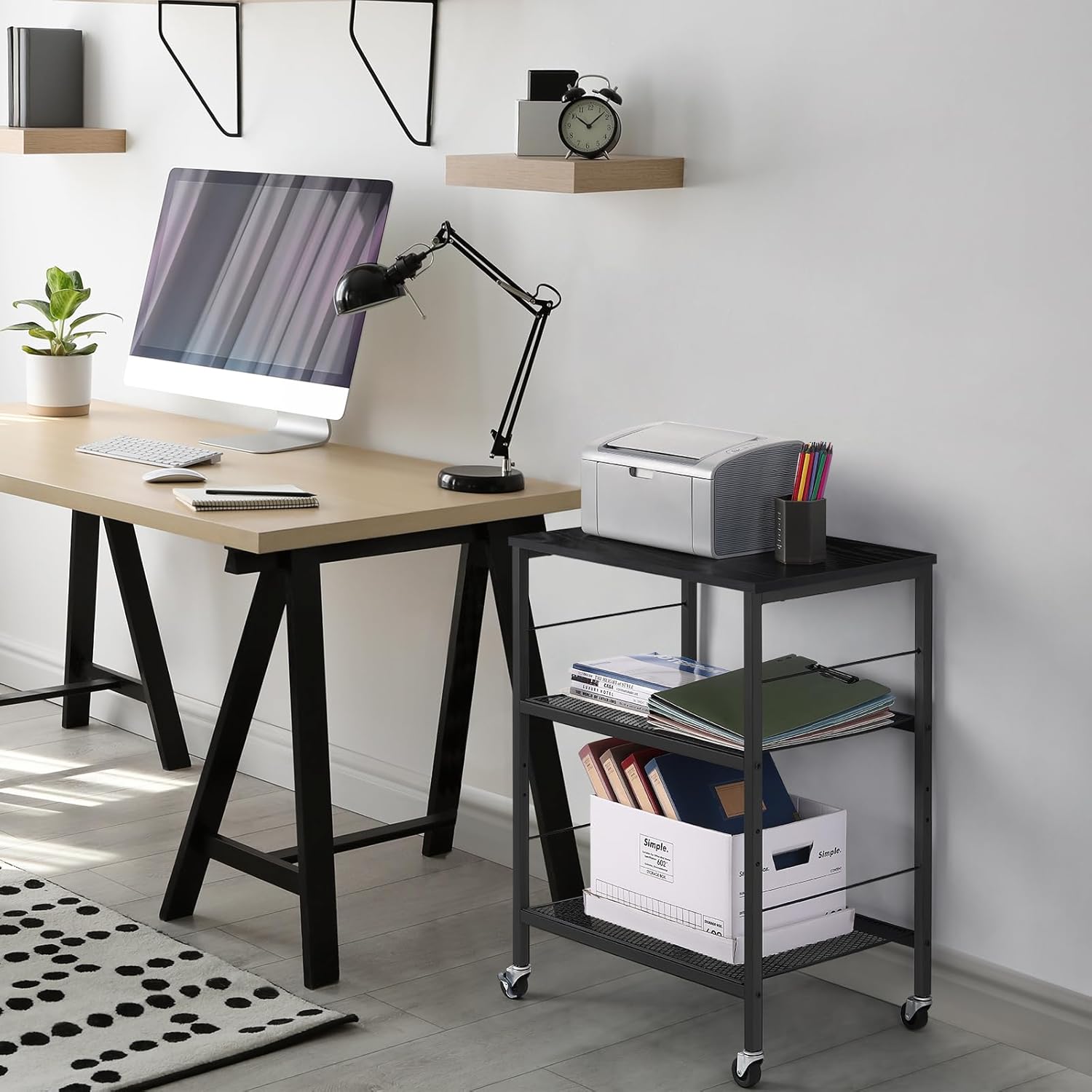 LIANTRAL 3-Tier Utility Microwave Bar Coffee Cart Kitchen Storage Shelf and Tier Silver Double Row Heavy Duty Cooler Jug Rack with 6 Slots for Home Kitchen