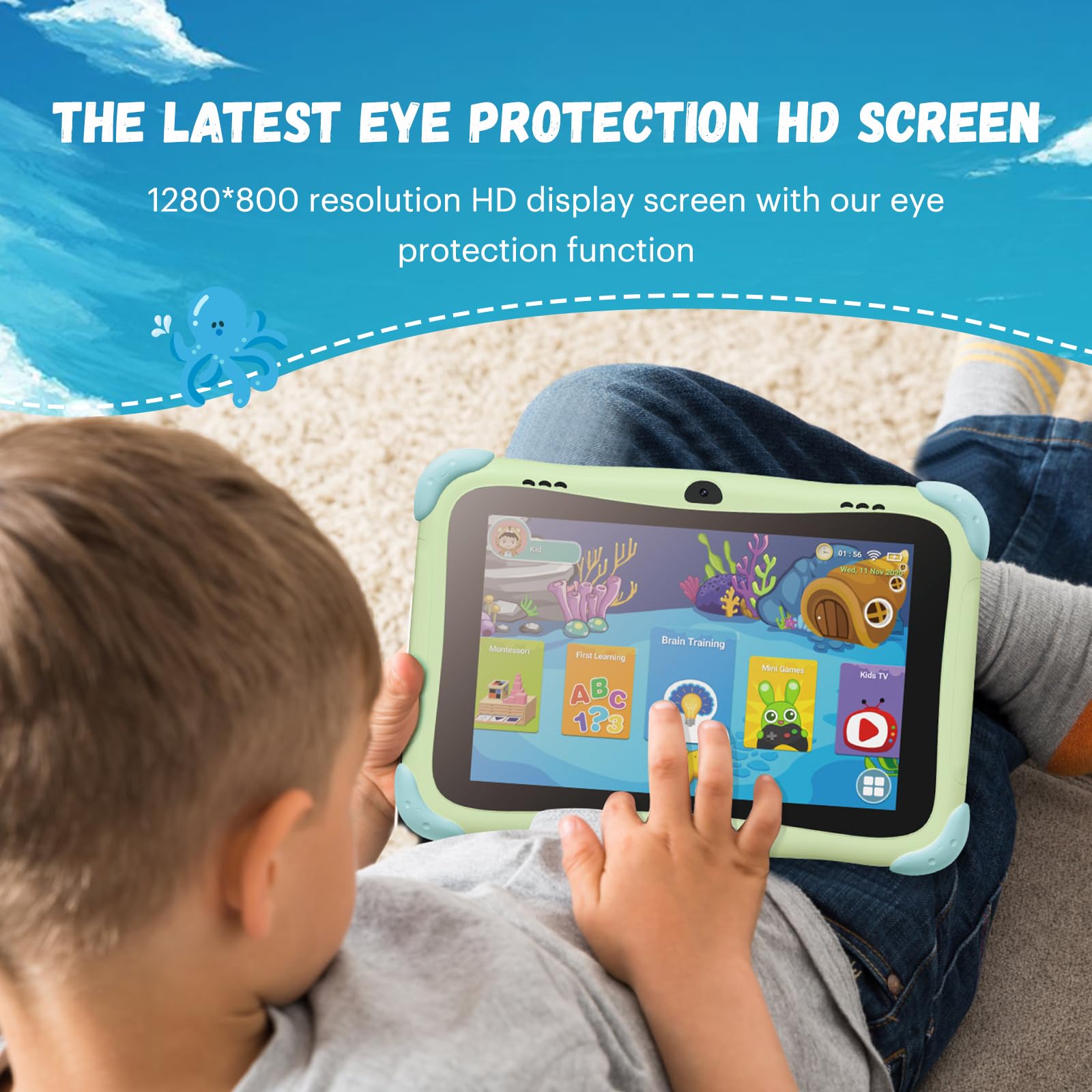 BWJBSW Kids Tablet 8 Inch, 3GB+32GB, Android14 Tablet for Kids