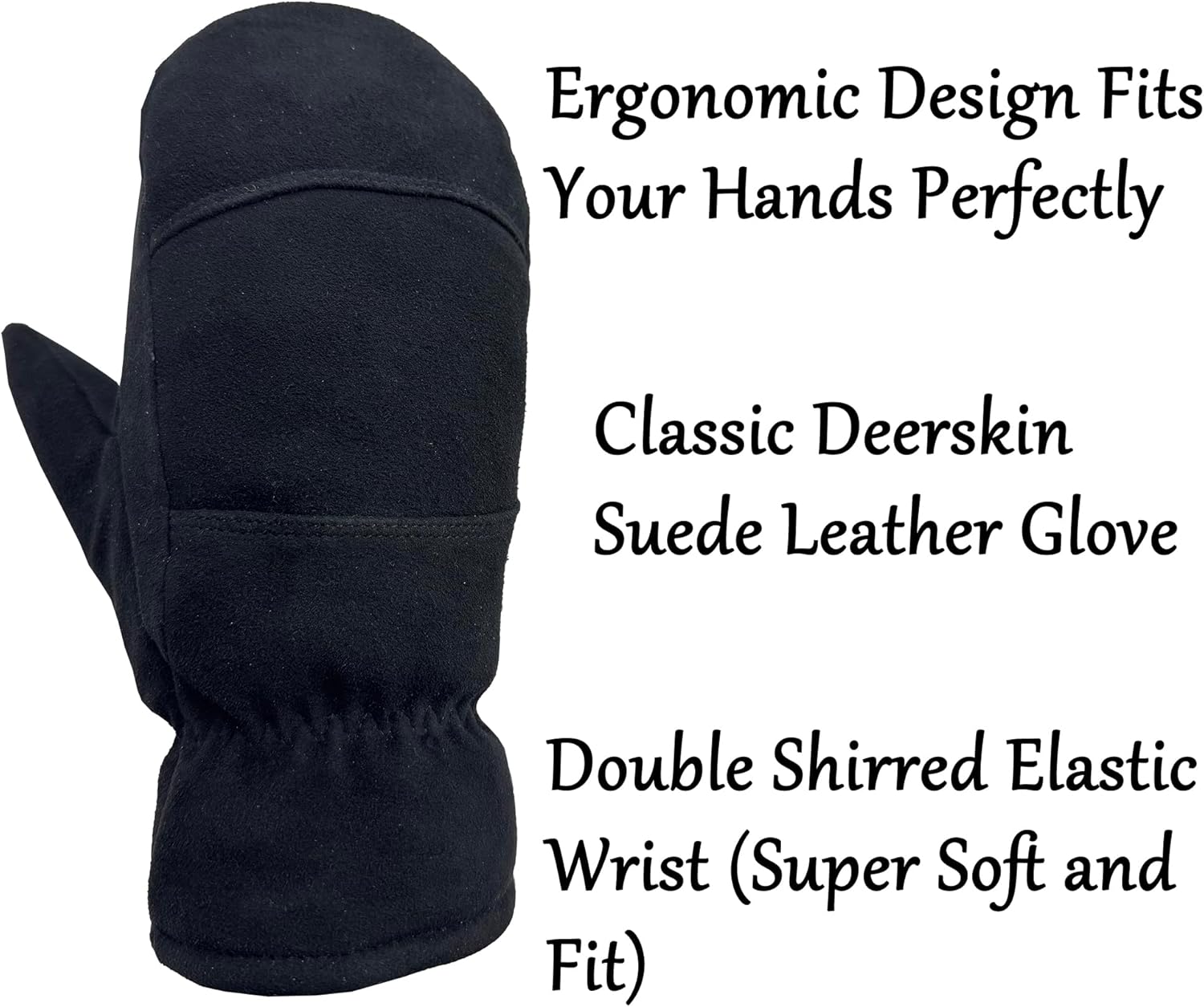 SKYDEER Premium Full Deerskin Suede Leather Soft Winter Mittens, Extra Warm 100G 3M Thinsulate, Thermal Insulated (SD3671M) - Image 5