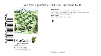 Valrhona Equatoriale 4661 55٪ كاليت شوكولاتة حلوة شبه داكنة من OliveNation للخبز والتطهير - 1 / 2 lb