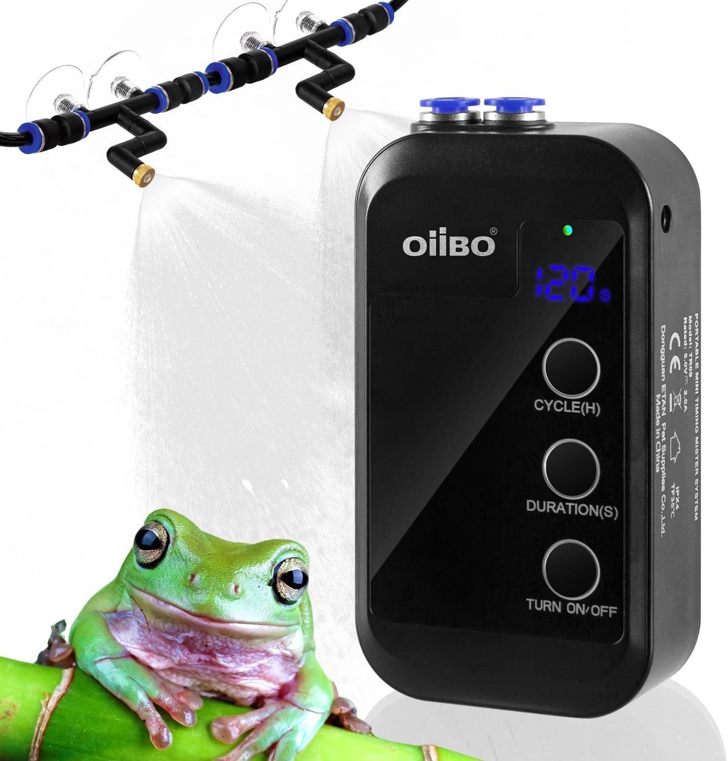 Oiibo Reptile Mister, Reptile Humidifier Rainforest Spray System with Adjustable Spray Nozzles, Mini Automatic Misting System for Reptile Amphibians