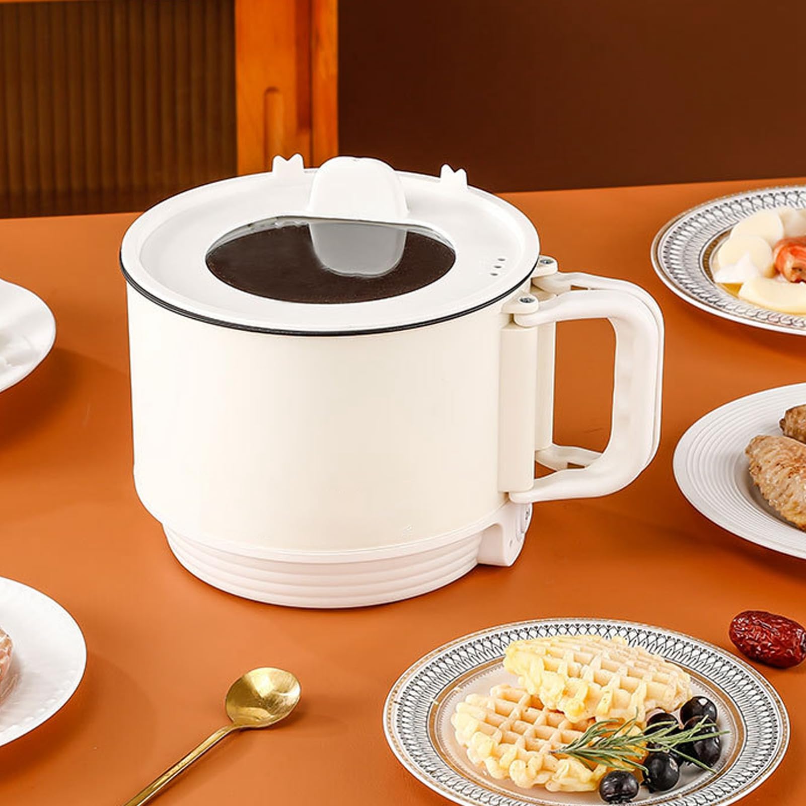 Elektrisch Fornuis, 1.8L 600W Hot Pot Elektrisch, Makkelijk Schoon Te Maken Draagbare Elektrische Pot met Timerfunctie, voor Pasta, Noedels, Biefstuk, Ei Thuis Werk (EU-stekker