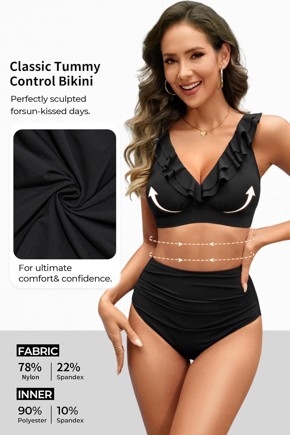 Tempt Me Women High Waisted Bikini Sets - Two Piece Tummy Control Swimsuits 2025 Ruffle Bathing Suit - Image 4