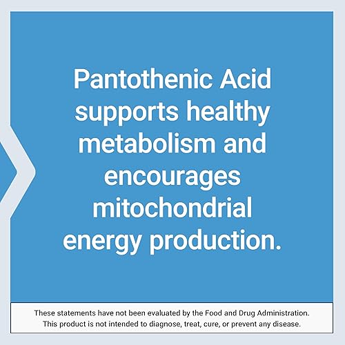 Miniatura 6 de Life Extension Ácido pantoténico, 500 mg, vitamina B5, calcio, apoya el metabolismo saludable, producción de energía mitocondrial, sin gluten, sin