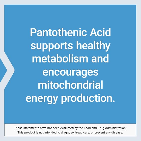 Life Extension Pantothenic Acid, 500 mg, Vitamin B5, Calcium, Support Healthy Metabolism, Mitochondrial Energy Production, Gluten-Free, Non-GMO, Vegetarian, 100 Capsules
