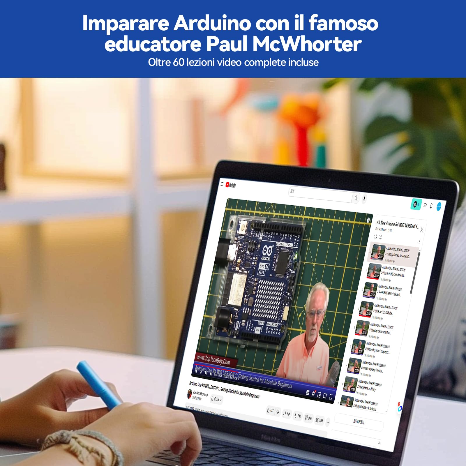 SunFounder Elite Explorer Kit con Originale Arduino Uno R4 WiFi, Conforme alla RoHS, Bluetooth IoT ESP32,IIC LCD1602 OLED,Super Starter Kit,Tutorial Online e Corsi Video per Principianti e Ingegneri