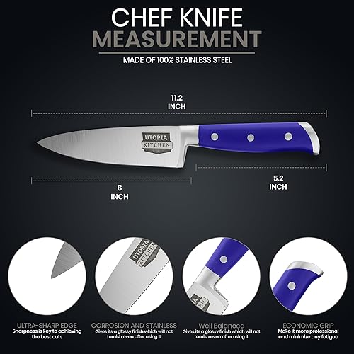 Miniatura 3 de Utopia Kitchen - Cuchillo de cocina de chef de 5 pulgadas, cuchillo de cocina de acero inoxidable al carbono con funda y mango ergonómico - Cuchillo