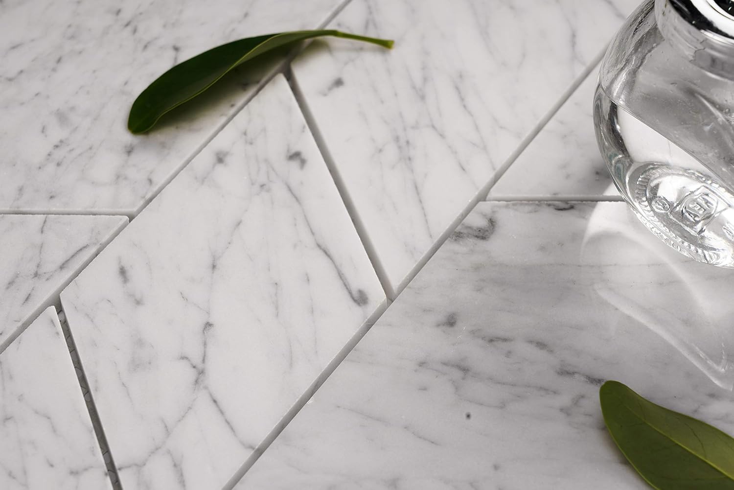 Marble Mosaic Tile for Kitchen Backsplash, Bath Bathroom Floor, Etc,Trapezoid Collection, Mixed Size Trapezoids and Mixed Size Triangles, 12"X12"X3/8", Polished (Carrara White)