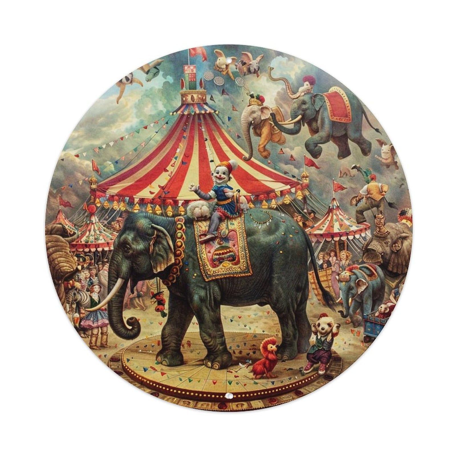 Jdyansheng Vintage Circus Elephant Parade Scene Tin Sign Metal Poster Metal Signs For Home Man Cave Bar Cafe Kitchen Laundry Room Wall Decorations 8X8 Inches