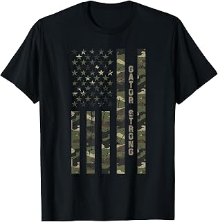 Gator Strong United States Distressed Camo w US Flag T-Shirt
