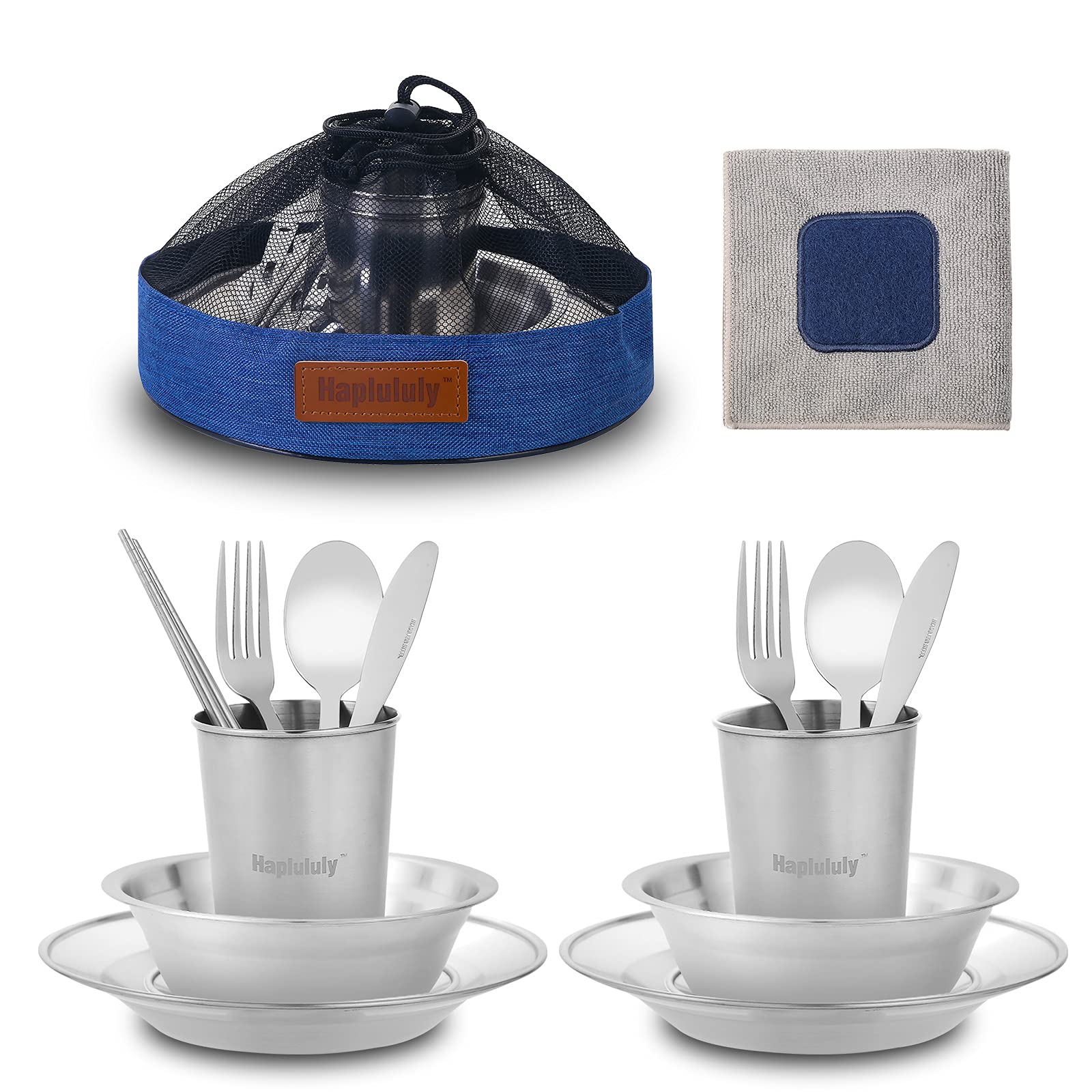 Camping Mess Kit - for camping 1 to 2 person boy scout Camp Dishes camping cooking utensils accessories plates Dinnerware Set Outdoor