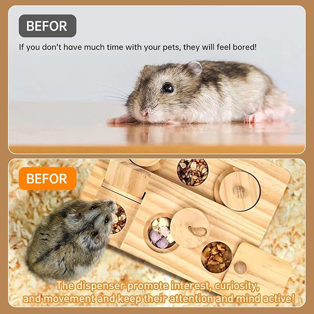 Foto 6 de 8 de Juego de juguetes de madera para animales pequeños para conejillos de indias, hámsters y conejos