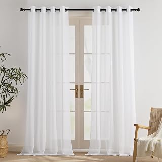 PONY DANCE Stores Gardinen mit Ösen Vorhang Weiß Transparent Wohnzimmer