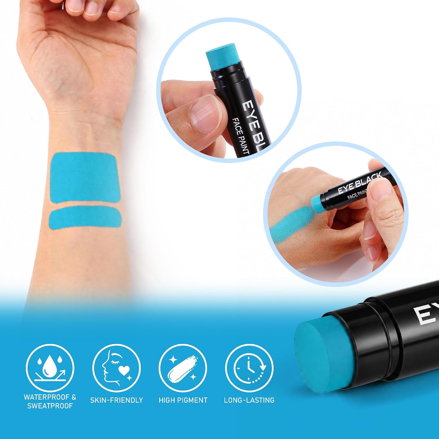 Teal Eye Black Stick, Anti-Glare Under Eye Sports Grease Stick