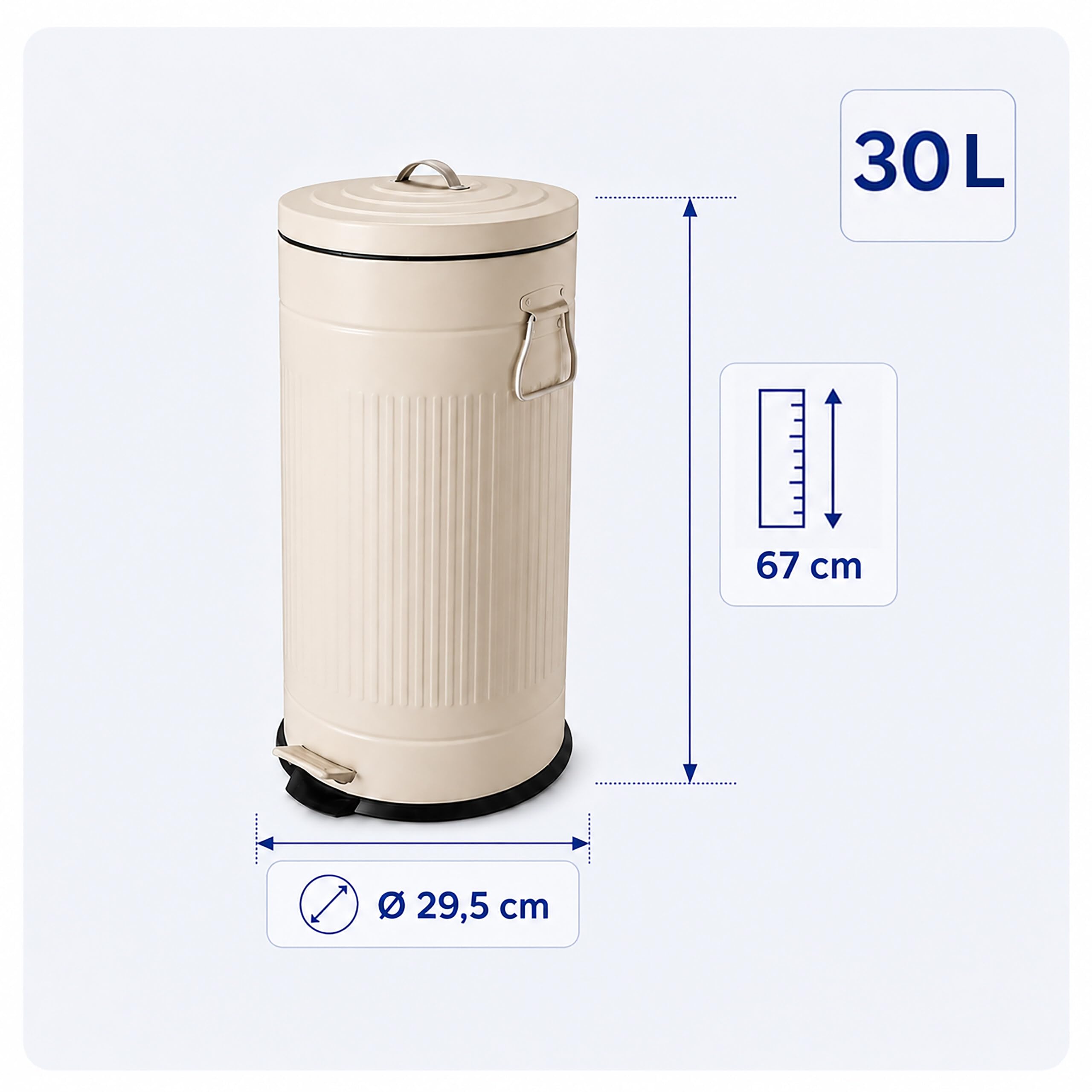 Relaxdays Cubo de basura, 30 l, cocina, cubo extraíble, beige