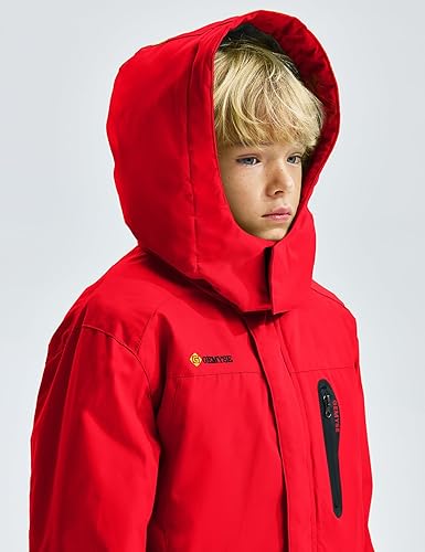 Miniatura 5 de GEMYSE Chaqueta de esquí impermeable con capucha para niño con forro polar resistente al viento chaqueta de invierno