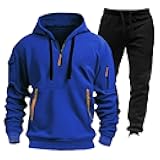 Mens Hooded Sweatshirt Loose Fit Casual Lightweight Drawstring Workout Pullover（Blues，3X-Large）