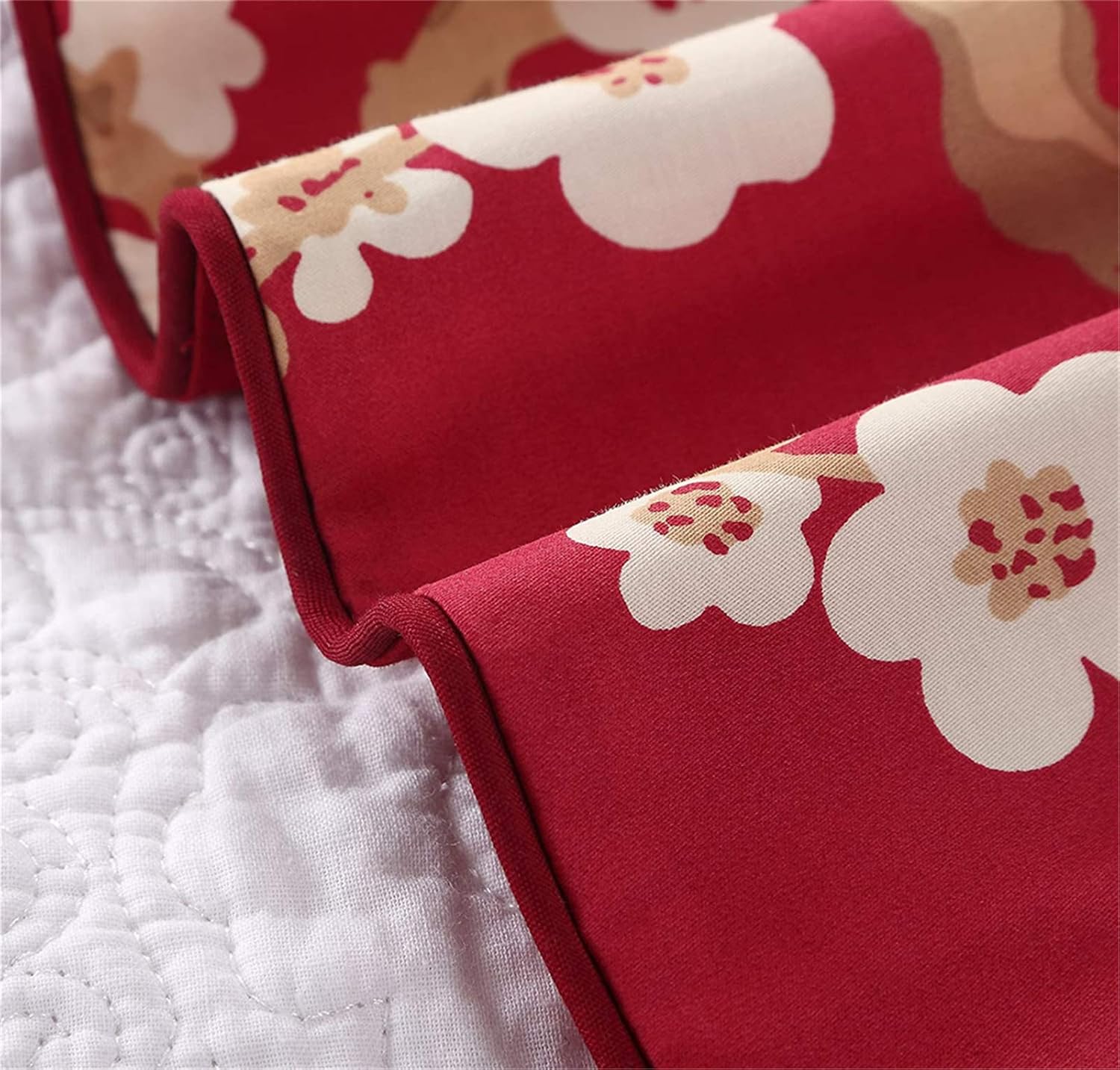 ABREEZE Duvet Cover Set, 100% Cotton Duvet Cover Plum Blossom Pattern, Bedding Set Queen Size, 3-Piece Duvet Cover Set Includes 2 Pillow Shams