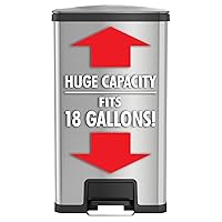 Vista 3 de iTouchless Airstep - Cubo de basura con pedal de 18 galones con sistema de control de olores AbsorbX, capacidad extra de 68 litros de acero