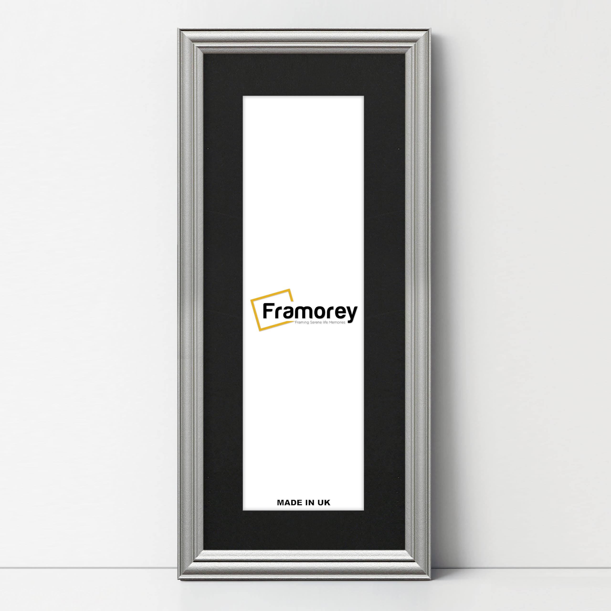 Framorey Framing Serene Life Memories Silver With Black Mount Framorey Panoramic Style Antique Lw Picture Frame, 24X16" Silver Photo Frame With 20X12" Black Mount Wall Art Poster Frame, Modern Photo Frames, Home Décor Frames