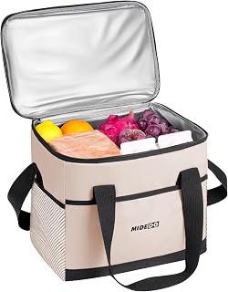 HOTUT Bolsa de Enfriamiento, 17.5L Bolsa Isotermica con Aislamiento Termico, Portatil Plegable Bolsa Térmica con Forro Plástico Aislamiento Térmico, para Camping, Picnic, Barbacoa - Amarillo Claro