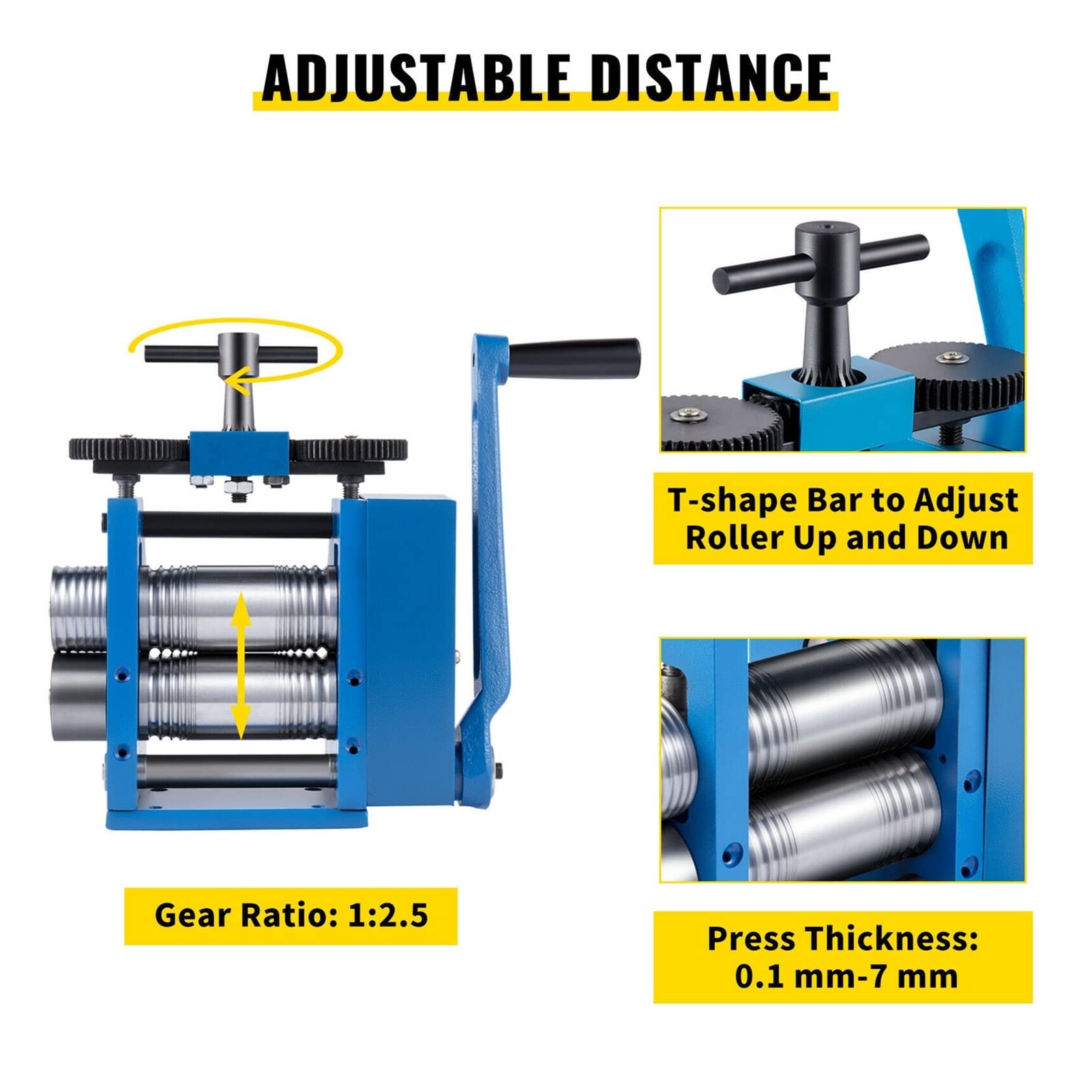 3Inch / 4.4Inch Sheet Manual Combination Jewelry Rolling Mill Semicircle Jewelry Press For Gold & Silver Nuggets Pressing Einfach und bequem zu bedienen(76 mm Single slot)