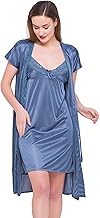 AV2 Women Satin Short Nighty with Lace & Robe 1306