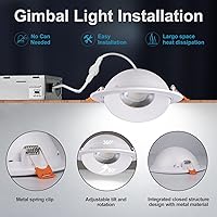 Vista 5 de Lightdot Paquete de 12 luces LED empotrables de cardán de 6 pulgadas, 360° + 90° ajustable, 3CCT seleccionable y regulable (5%-100%), luz ultra