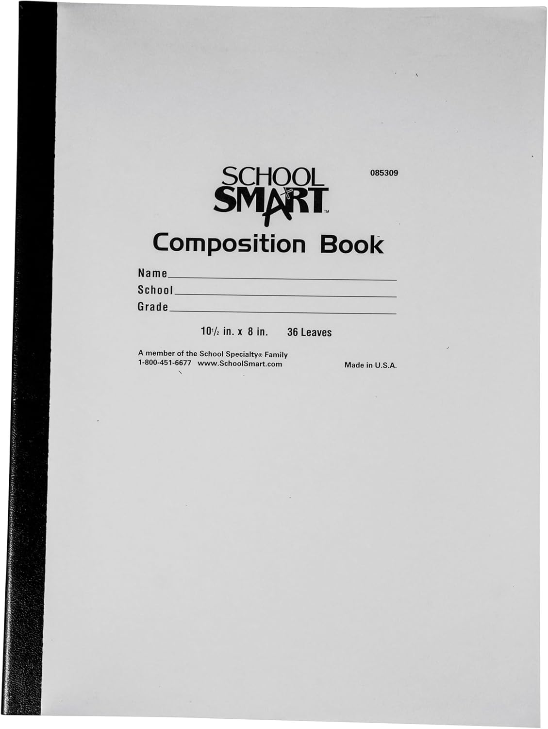 School Smart Stitched Cover Composition Book, Red Margin, 8 x 10-1/2 Inches, 72 Pages