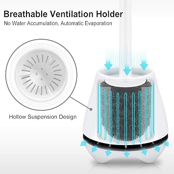 2 Pack Toilet Brush and Holder, 1 Pack Toilet Plunger with Holder for Bathroom with Holder(Total 3 Pack)