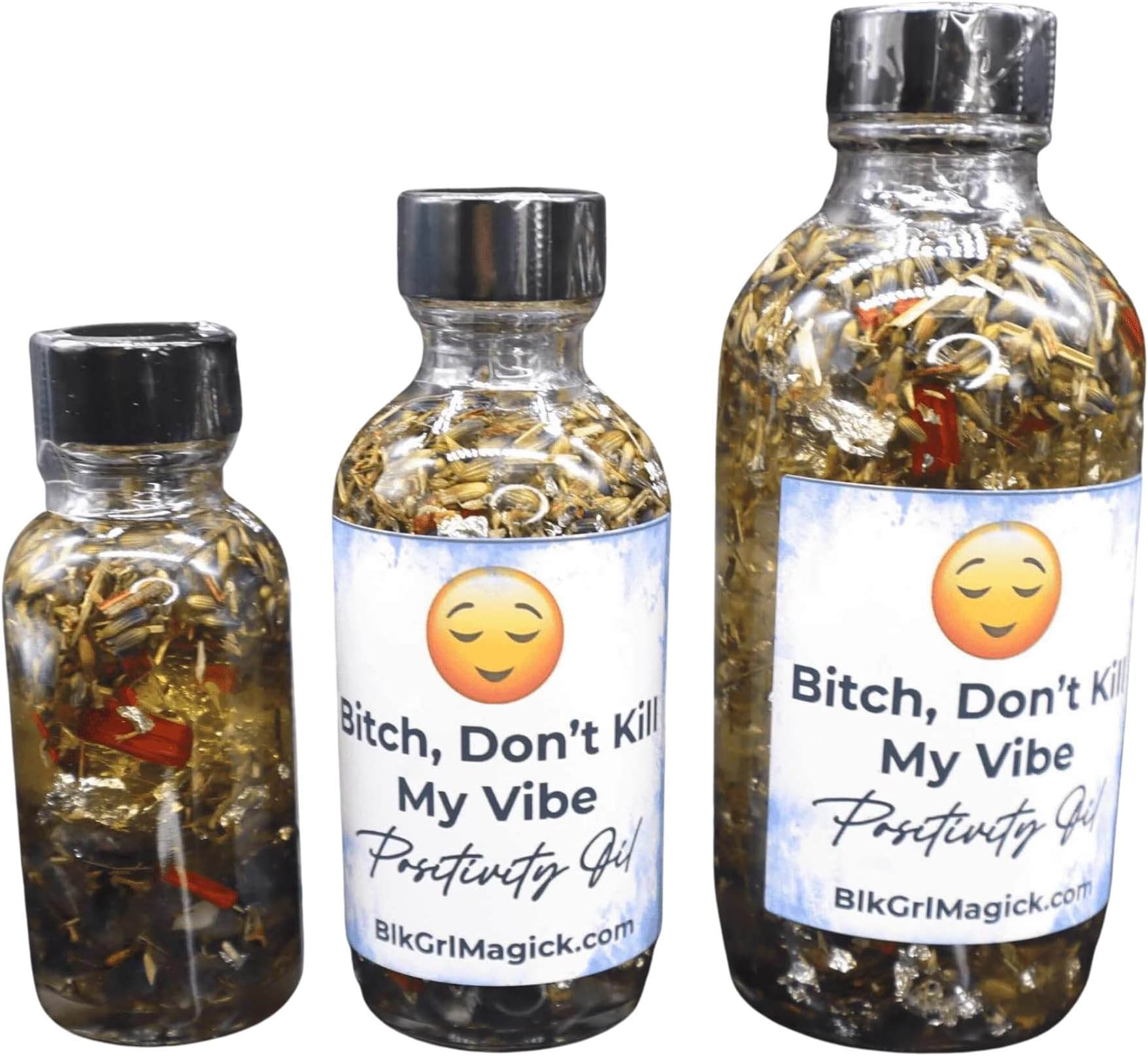 BlkGrlMagick Good Vibes Positivity Oil for Rituals, Positive Energy Manifestation, High Vibration Personal Anointing Essential Oil Blend, Amethyst and High John Root (1oz, Dropper)