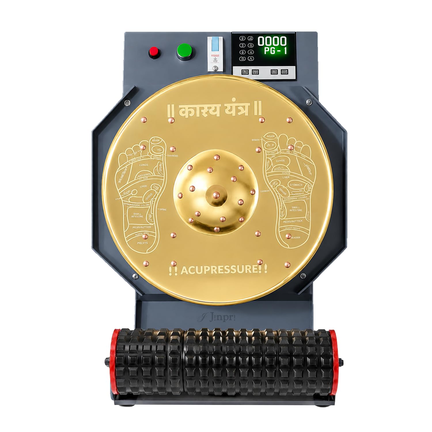 7 Day 7 Therapy Kansya Thali Foot & Calf Massager Machine | 7 Pre-Programmed Forward & Reverse Modes | 32 Acupressure Contact Points, Digital Timer, Cleaning Mode | 90W Motor-image-0