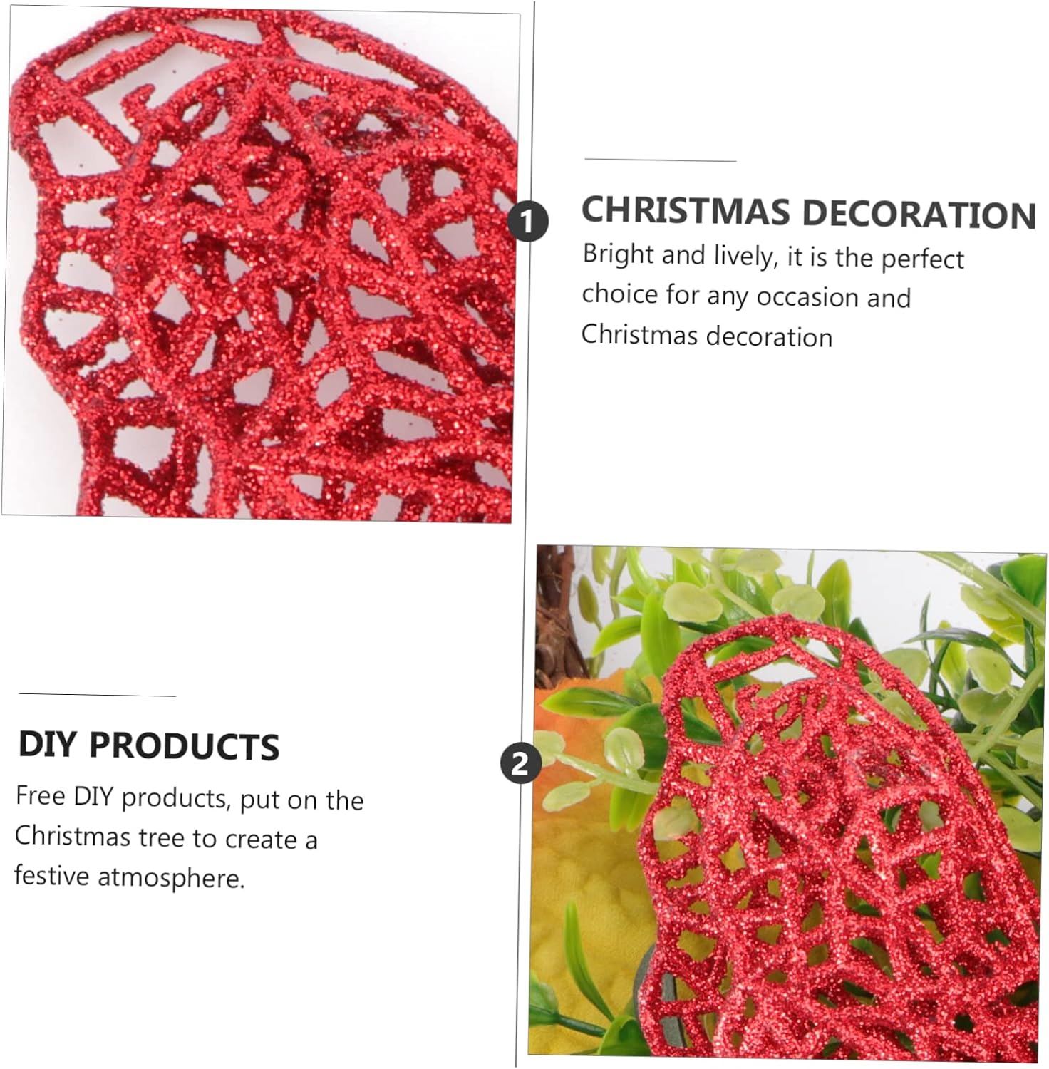 Garneck 10pcs Festive Christmas Butterfly Pendants for Chic Year Home Decorations Delicate Red Xmas Tree Ornaments Reusable and Design