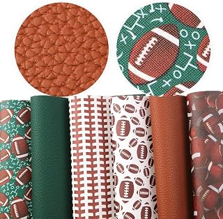 Football Soccer Ball Printed Faux Leather Sheet PU Textured Grain Leather Sheet Assorted 6 PCS 7.9" x 13.4" (20 cm x 34 cm) for Hair Accessories DIY Crafts Making (Ball)