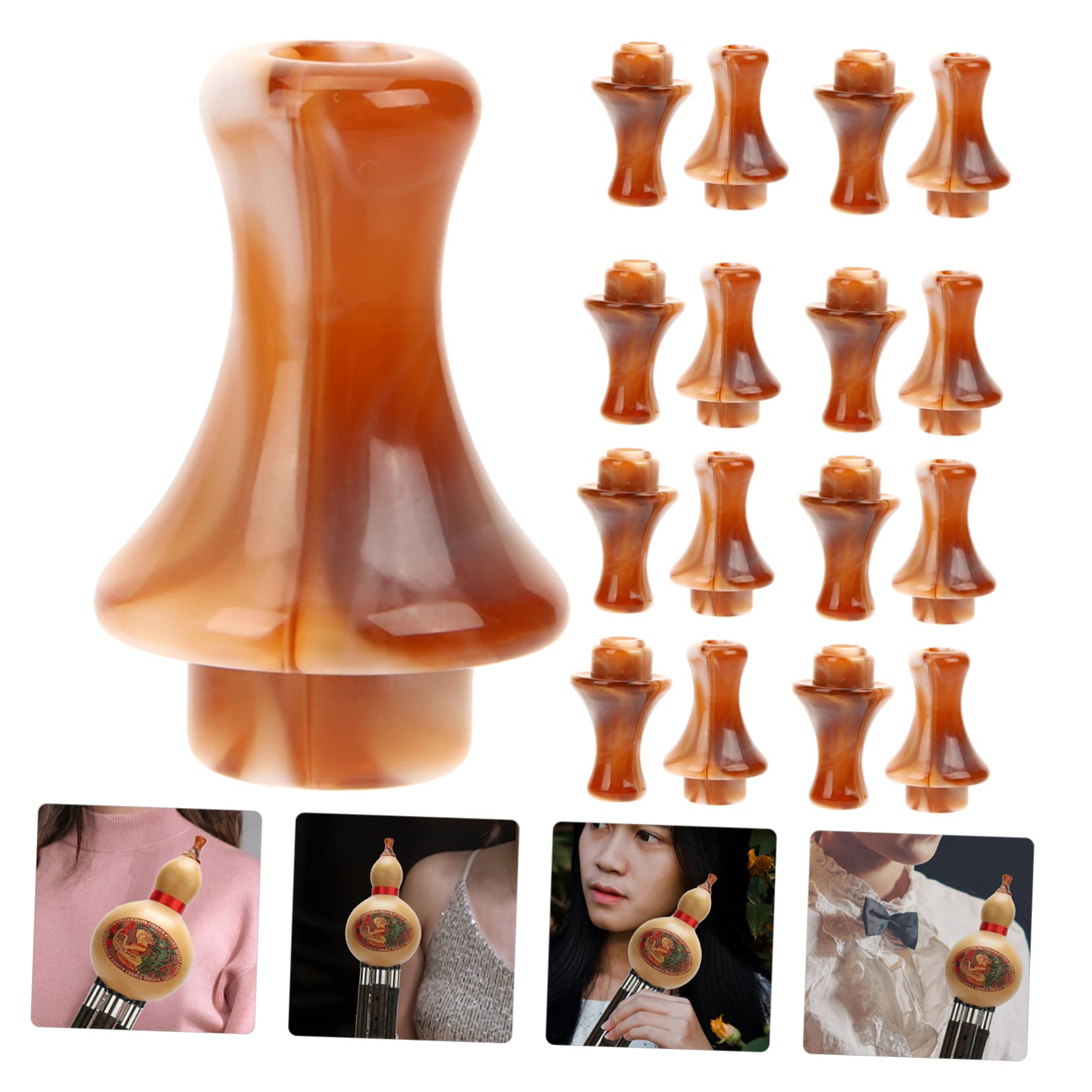 BESTonZON Mouthpiece Set 16 Cucurbit Flute Parts Breath Aid for Players Musicians