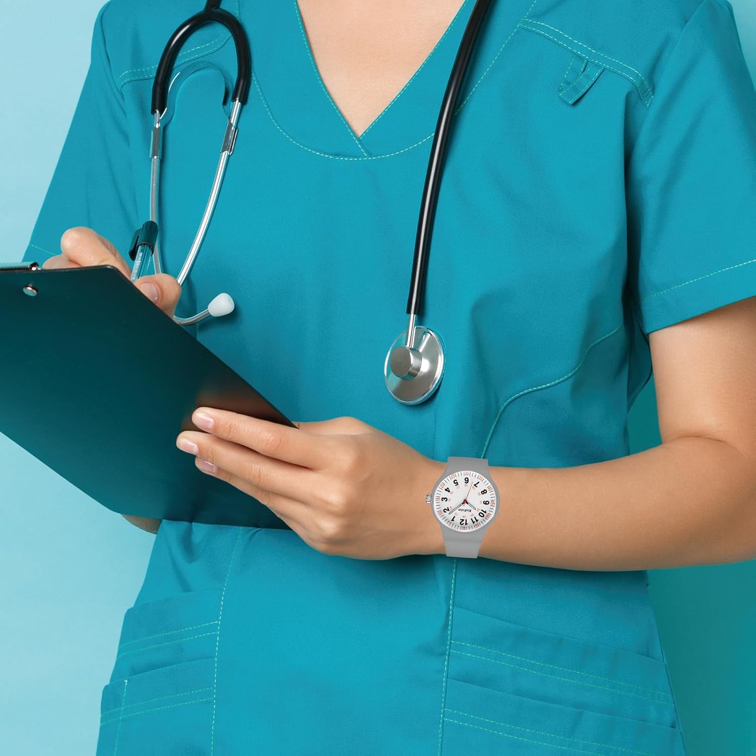 Waterproof Analog Unisex Nurse Watch for Nurses,Nursing Students,Medical Professionals,Women,Men with Easy to Read Military Time Dials,Second Hand and 24 Hour,Soft Breathable Silicone Band. - Image 6