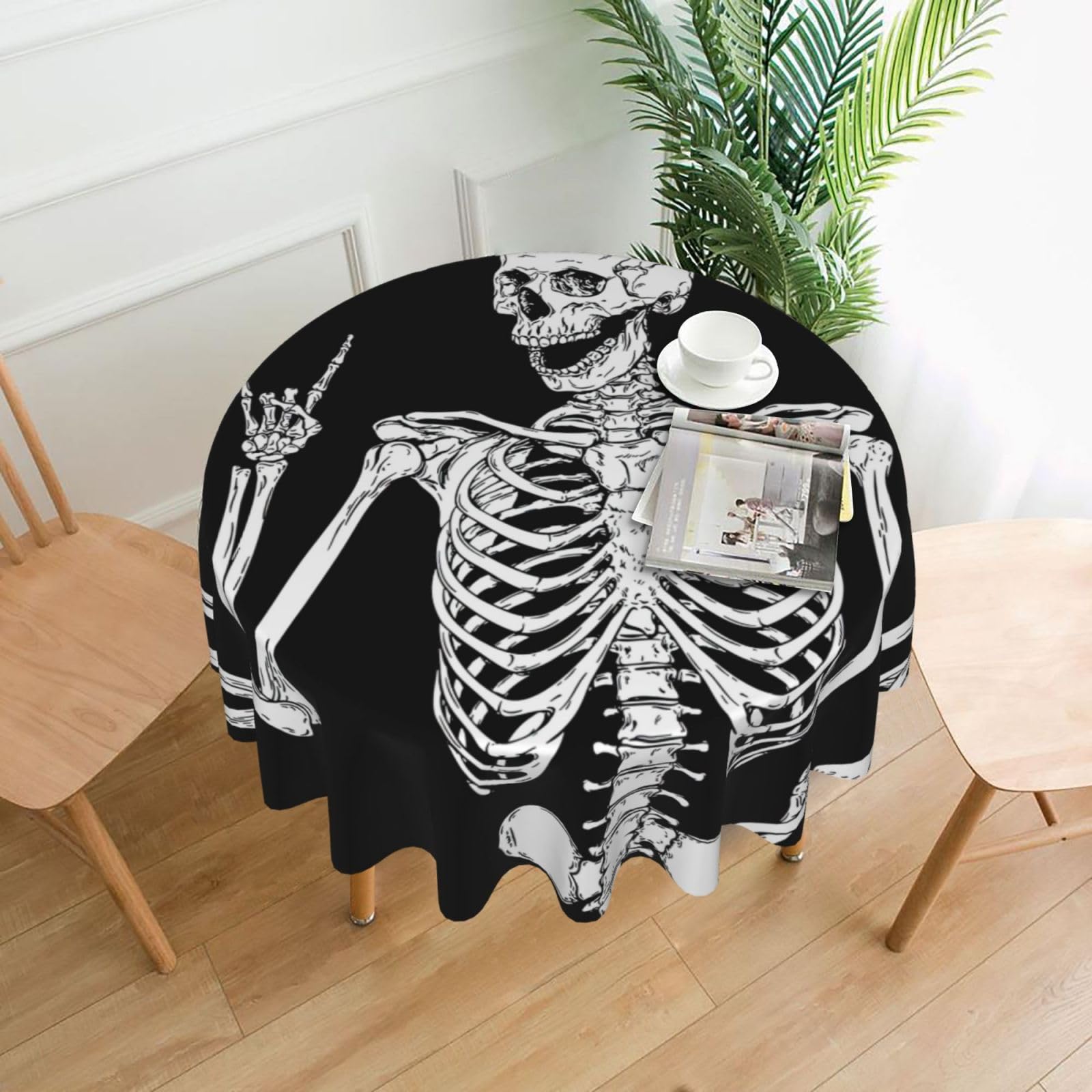 Nappe ronde squelette 152,4 cm infroissable antitache pour table de cuisine
