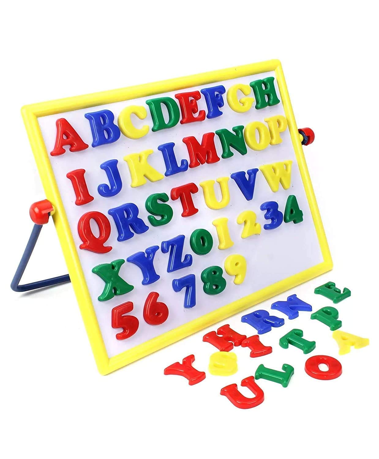 Promotion Mall Big Deluxe Alpha Numeric Board 2 in 1 Magnetic Learning Board Game with Chalk Board with Magnetic Alphabets and Numbers (Multi Color)