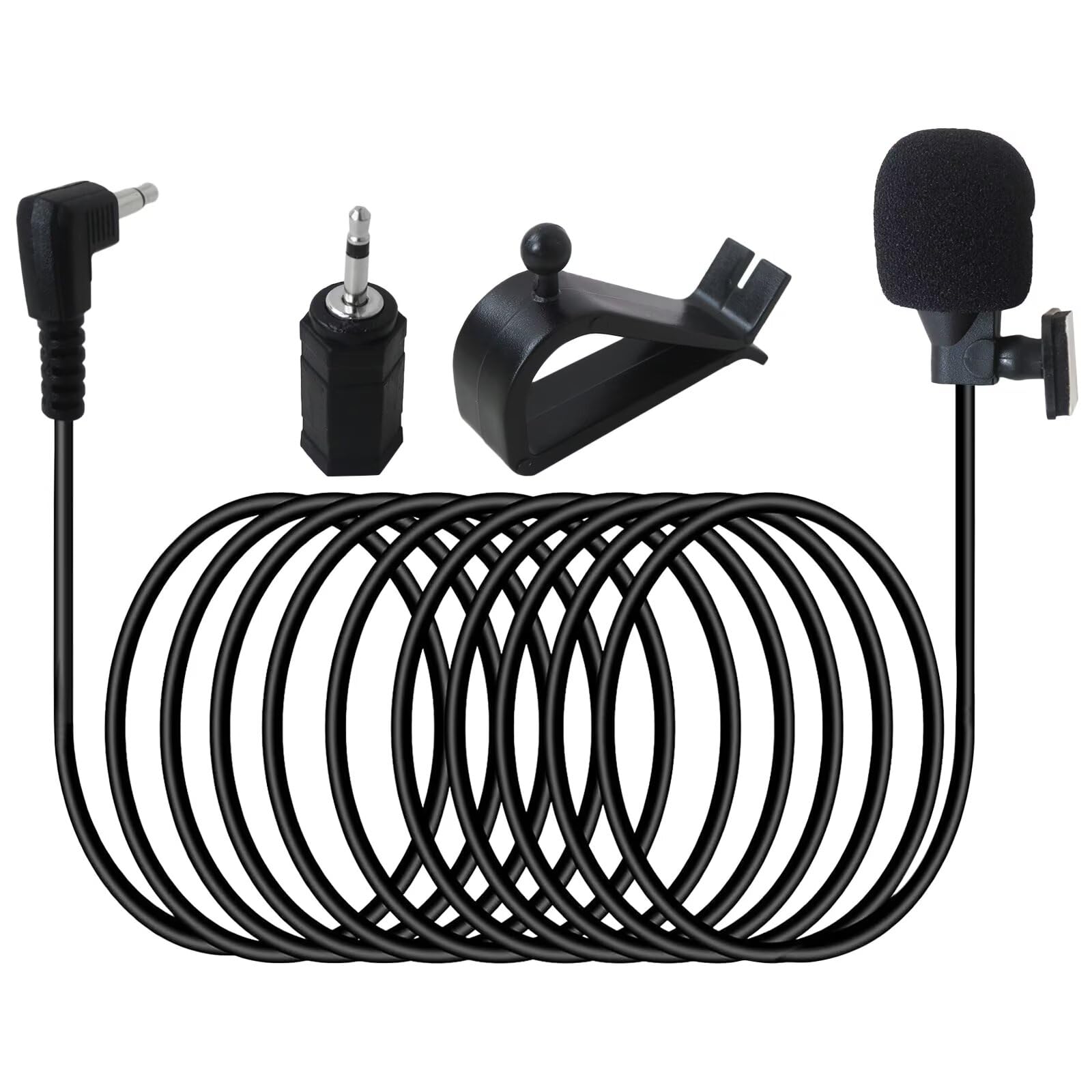 Replacement Car Microphone Assembly for Head Units with 3.5mm/2.5mm Input, 16ft Cable Included
