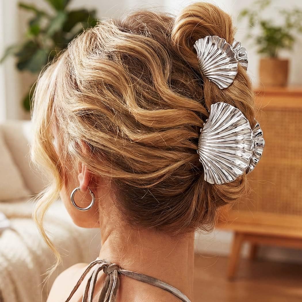 Amazon.com: Fashey Seashell Claw Clips Gold Metal Hair Clip  display picture 2