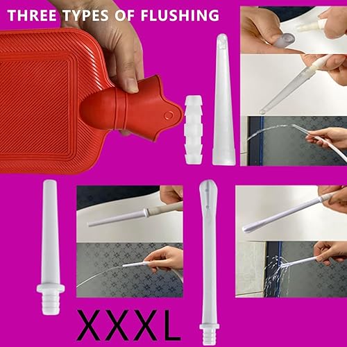 Miniatura 7 de Bolsa de enema de 2 L con interruptor, botella de agua caliente, manguera de silicona de 5.0 pies de largo, 3 puntas reutilizables de varios