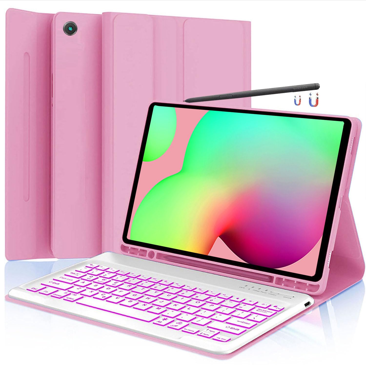 HAASHADA Keyboard Case for Samsung Galaxy Tab S6 Lite 10.4" 2024 2022/2020(SM-P610/P613/P615/P619), Backlit Keyboard Case Detachable Slim Stand Cover