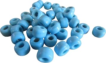 Turquoise Opague Glass Crow Pony Beads Jewelry Craft Bead Necklace 100 pcs 9 x 6MM.