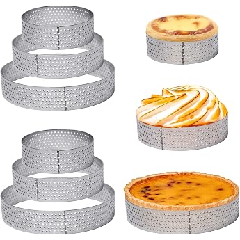 9 Pieces Diameter 6/8/10 cm Dessert Mousse Ring with Holes Perforated Dessert Rings Mousse Ring 430 Stainless Steel Cake Rings with Holes Mousse Tartelette Moulds for Cakes Pastries Cakes