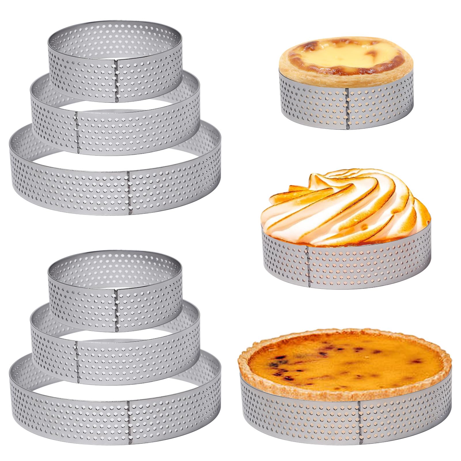 20 Cercles à Tarte Perforés En Plastique - Formes Rondes, Cœur, Carré, Rectangle, Ovale, Pour Pâtisserie & Desserts