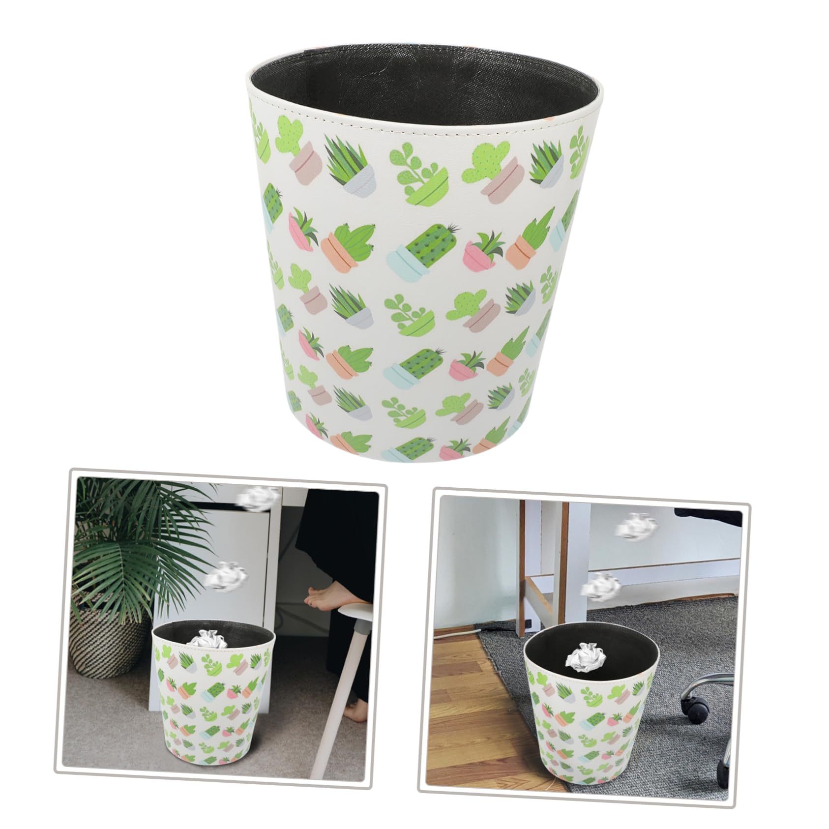 Cubo de Basura Hogar de 10L en Estilo Europeo Diseño Simple y Material PU, Lavable y Sanitario, Adecuado para Oficina y Espacios Interiores