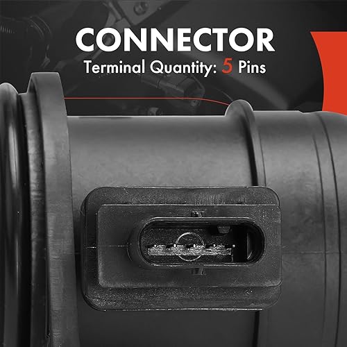 Miniatura 5 de A-Premium Medidor de sensor de flujo de aire masivo 5 pines compatible con Mini Cooper 2007-2011 L4 1.6L, repuesto # 13627542418, 280218205