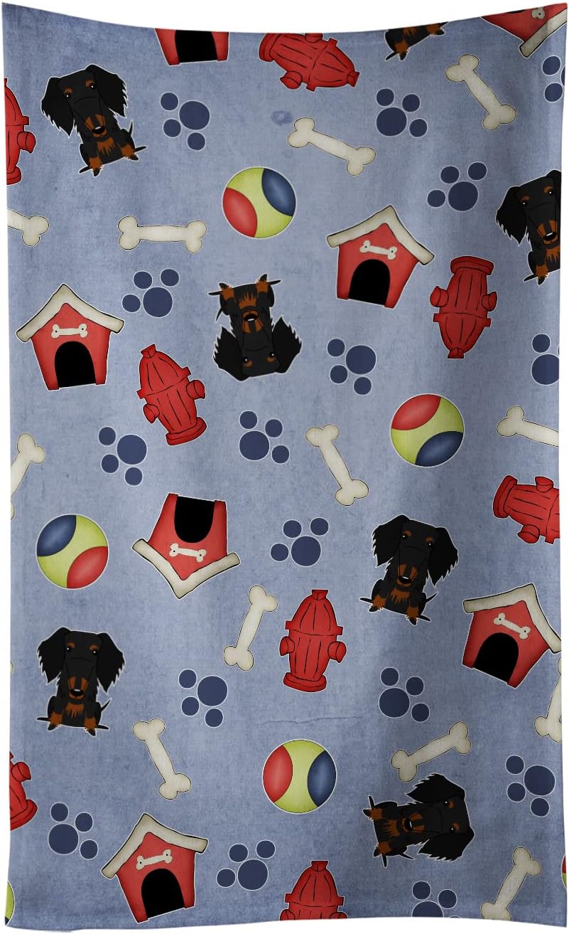 Caroline's Treasures BB2740KTWL Dog House Collection Wire Haired Dachshund Black Tan Kitchen Towel Dish Cloths Guest Hand Towel Decorative Bathroom Towel for Face,Tea, Dishcloth, Kitchen and Bath