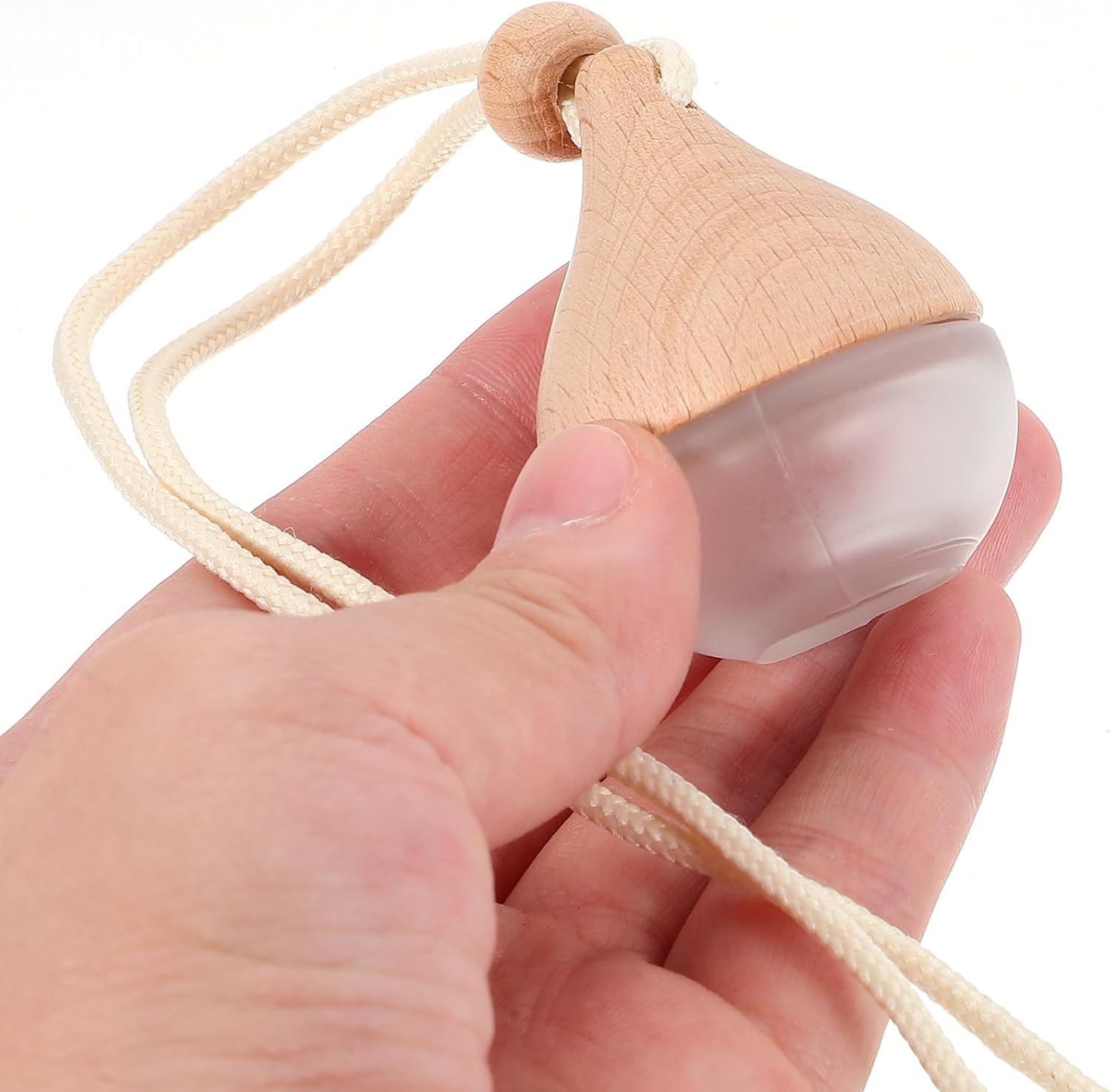 Angoily Essential Oil Diffuser Refillable Car Hanging Perfume Pendant 4pcs 8ml Glass and Wood and Car Air Freshener Aromatherapy