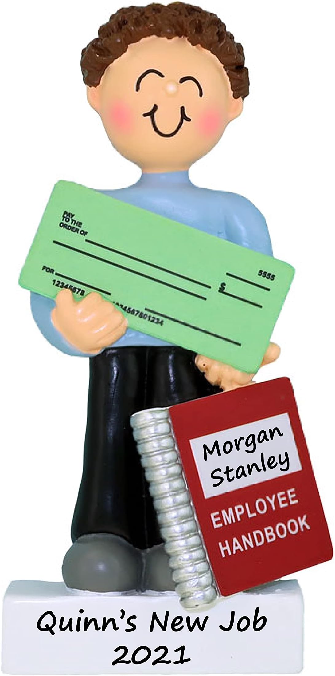 First Job/New Job: Male Brown Hair Personalized Christmas Ornament